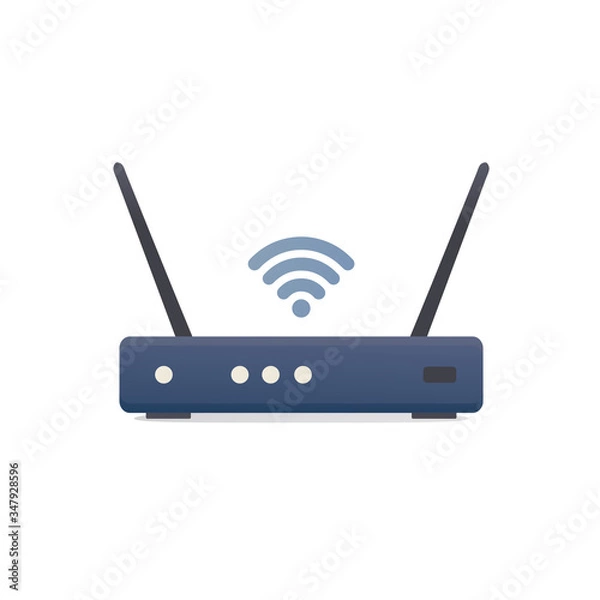 Fototapeta modem router device. wireless internet. flat vector illustration. isolated on white background