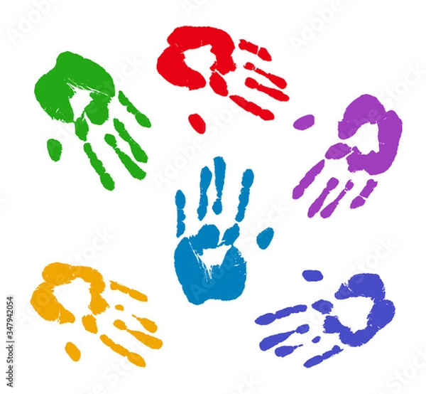 Fototapeta Colorful prints of human hands illustration