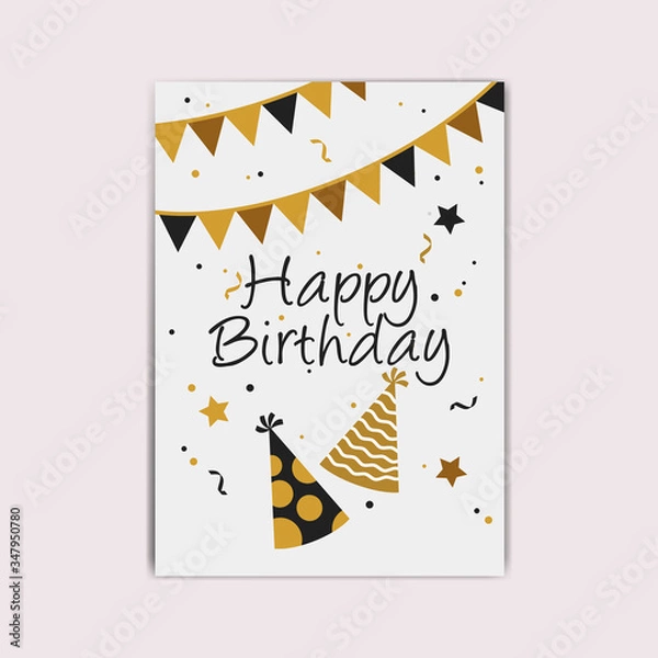 Obraz Stylish happy birthday cards with hat
