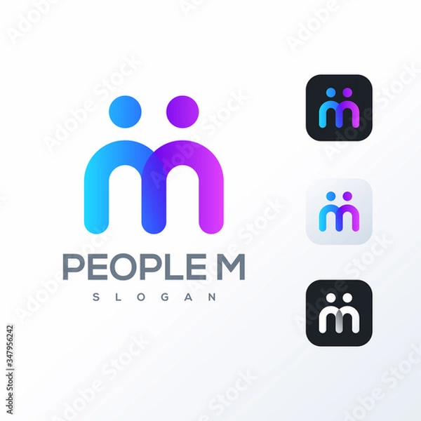 Fototapeta colorful M logo design ready to use