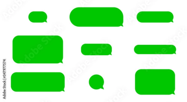 Obraz Set green message service bubbles with place for text boxes. Empty messaging bubles.