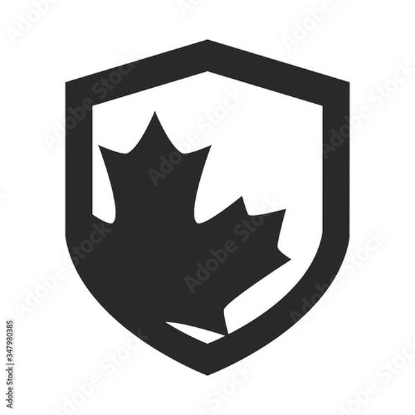 Fototapeta canada day, red maple leaf shield freedom celebration silhouette style icon