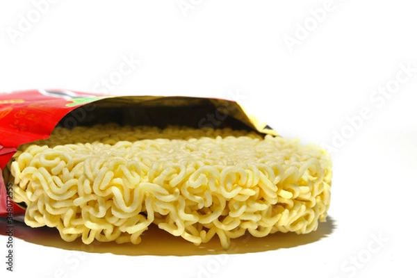 Obraz Round Shape Raw Instant Noodles Background 