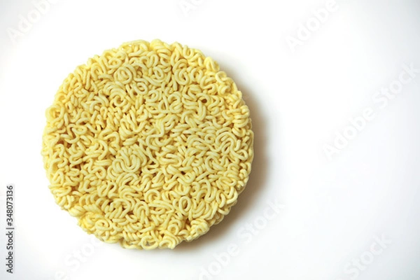 Fototapeta Round Shape Raw Instant Noodles Background 