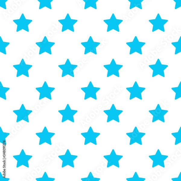 Fototapeta Seamless pattern with blue stars. Stock vector illustration isolated on white background.