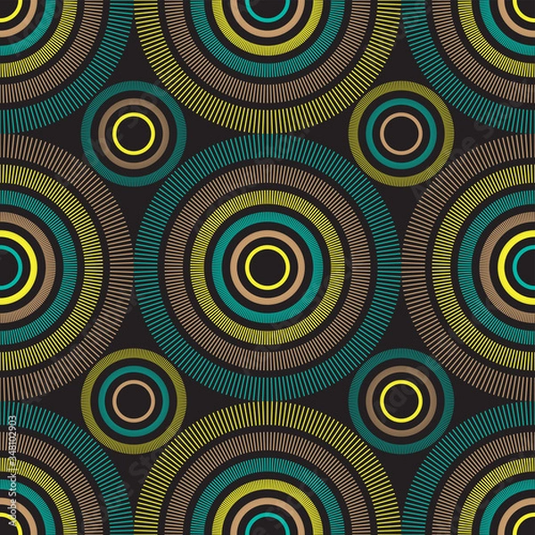 Fototapeta African Line Circle Pattern Design for fabric and textile print