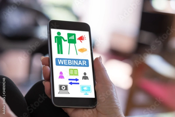 Obraz Webinar concept on a smartphone