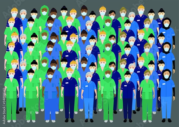 Fototapeta NHS nurses characters vector