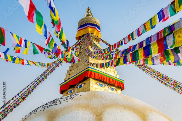 Obraz Boudhanath Stupa Kathmandu Nepal with Prayer Flags