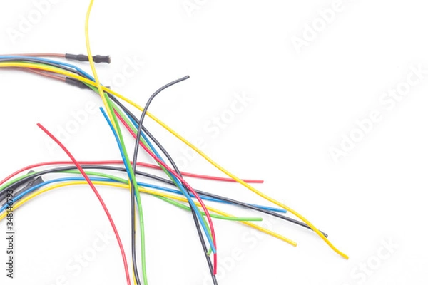 Fototapeta Multicolored copper cables for electricity transmission