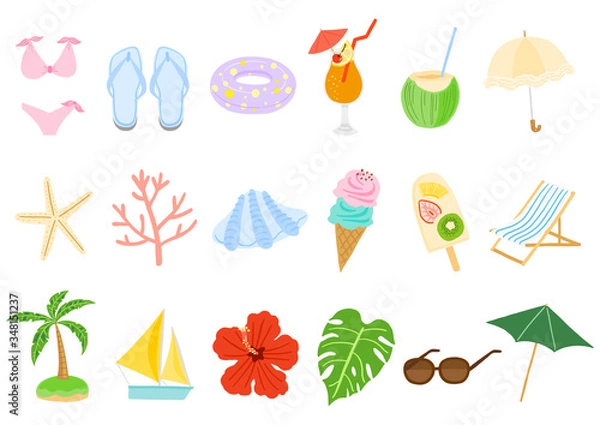 Fototapeta ビーチグッズのセット