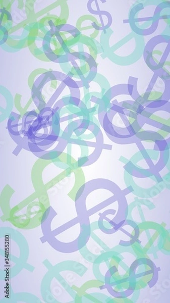 Fototapeta Multicolored translucent dollar signs on white background. 3D illustration