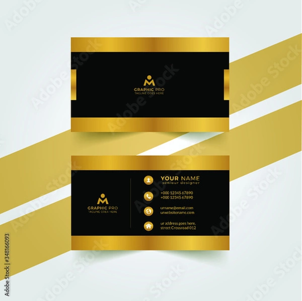 Fototapeta Business card in modern luxury style black and gold color
