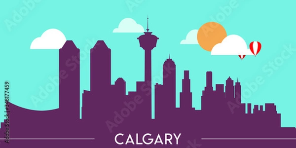 Obraz Calgary skyline silhouette flat design vector illustration