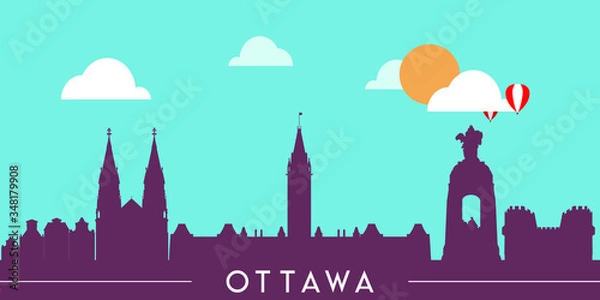 Obraz Ottawa skyline silhouette flat design vector illustration