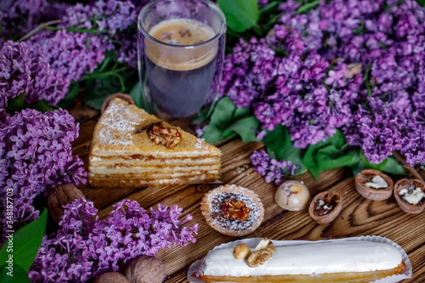 Obraz lilac sweets cake wood