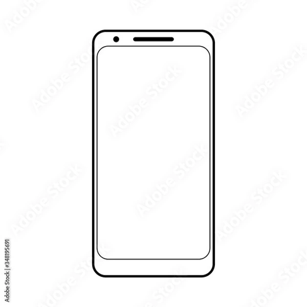 Fototapeta Smartphone outline vector stock icon of mobile smartphone screen simple flat blank screen mock up set telephone android