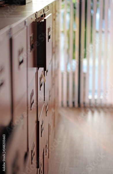 Obraz Focus on documents cabinet. Filter added. 