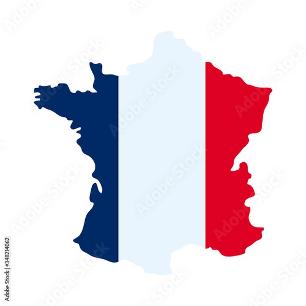 Fototapeta Bastille day concept, france map with flag design icon, flat style