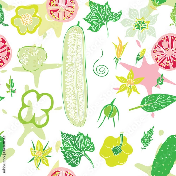 Fototapeta Isolated on white vector salad seamless pattern