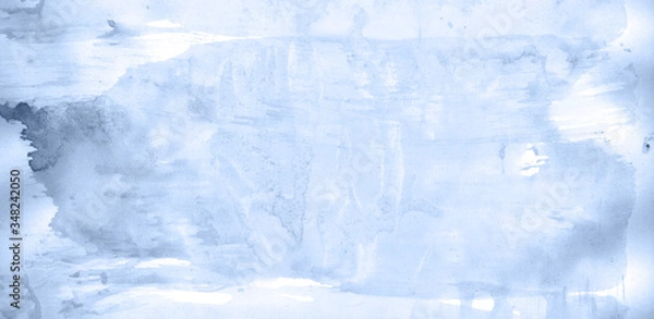 Fototapeta Abstract watercolor background hand-drawn on paper. Volumetric smoke elements. Navy blue color. For design, web, card, text, decoration, surfaces.