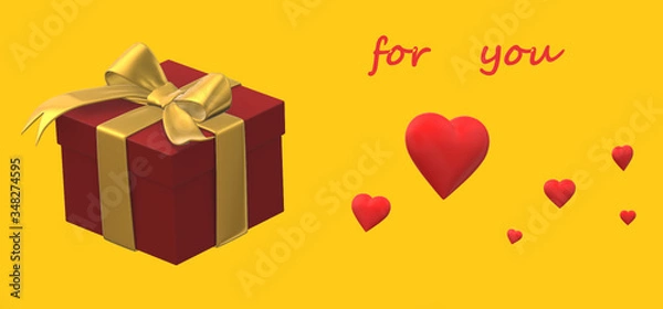 Fototapeta happy birthday box with ribbon