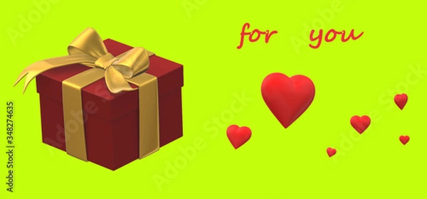 Fototapeta happy birthday box with ribbon