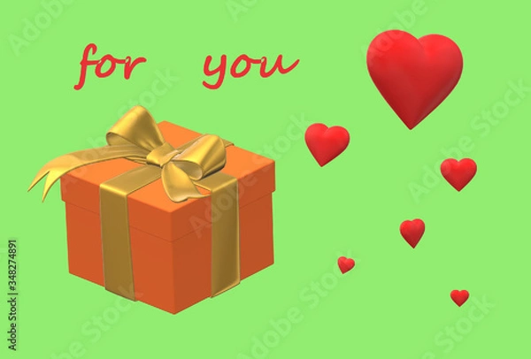 Fototapeta happy birthday box with ribbon