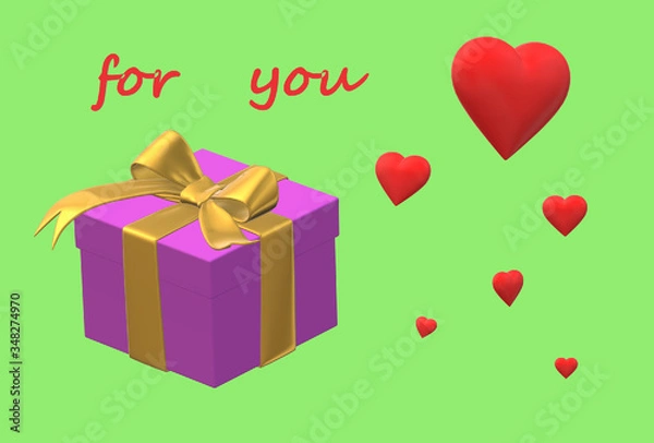 Fototapeta happy birthday box with ribbon