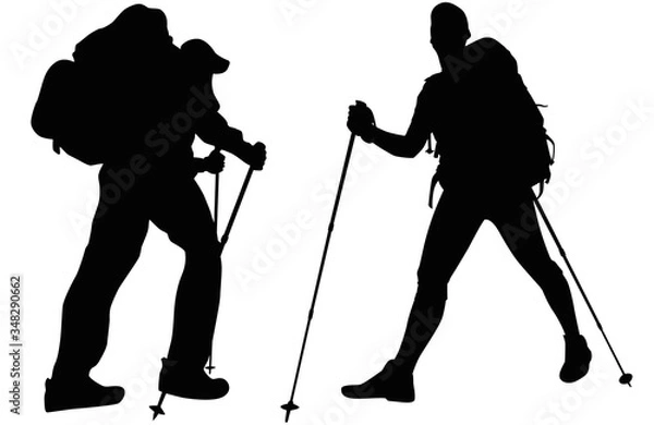 Fototapeta Hiking man in black	