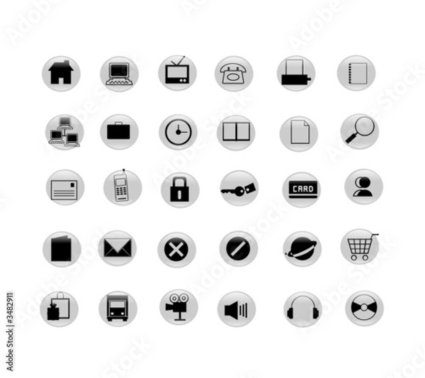 Fototapeta 30 black icon set with circle style