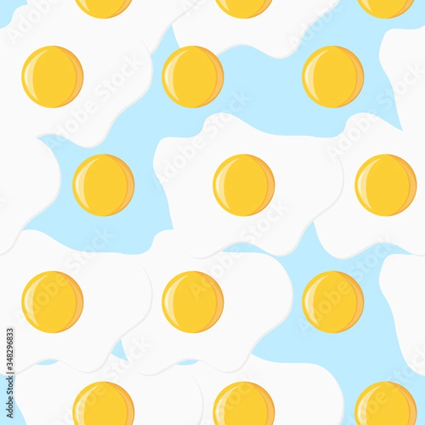 Fototapeta Scrambled eggs. Broken eggs seamless pattern. Breakfast vector background