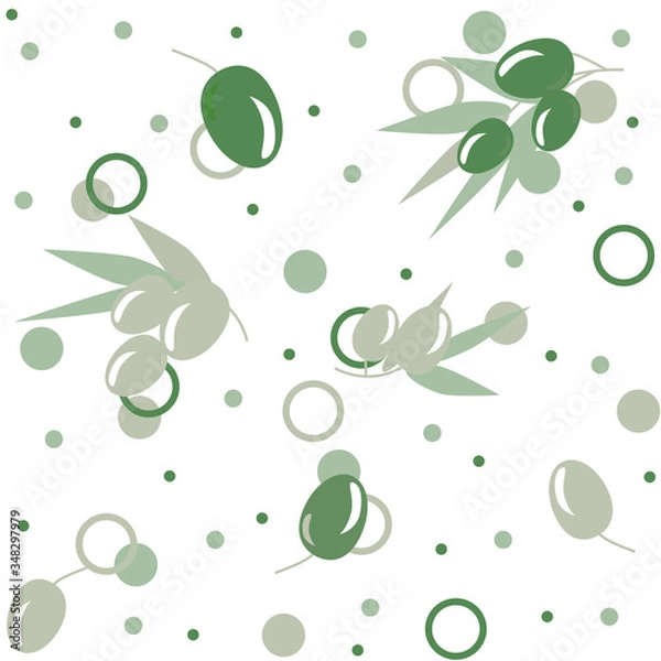 Obraz Green olive vector floral seamless pattern on the white background