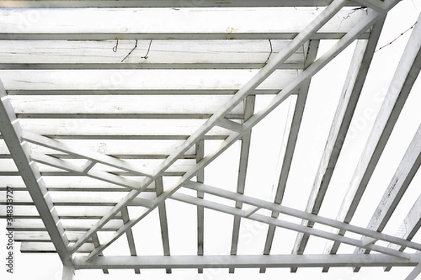 Fototapeta Canopy made of polycarbonate arc. Metal products against the sky