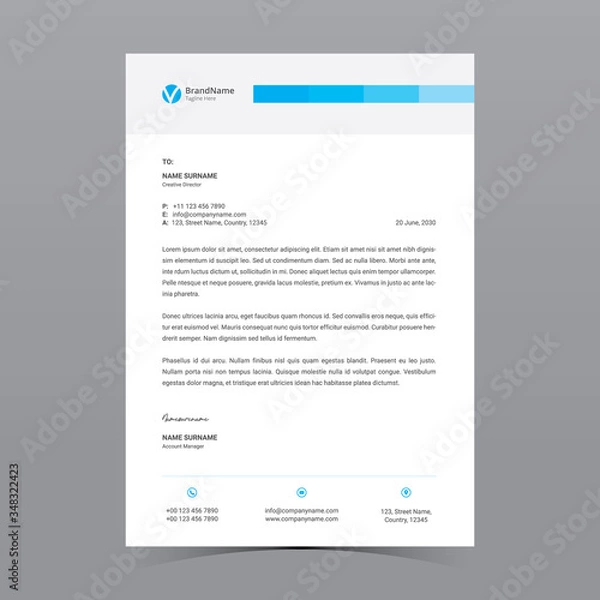 Fototapeta A4 Letterhead Template Vector Design