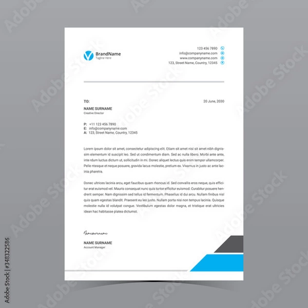 Fototapeta A4 Letterhead Template Vector Design