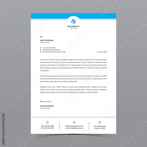 Fototapeta A4 Letterhead Template Vector Design