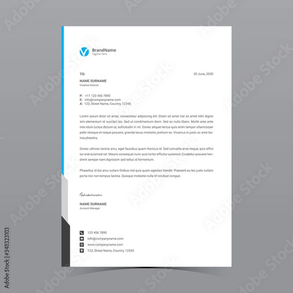 Fototapeta A4 Letterhead Template Vector Design