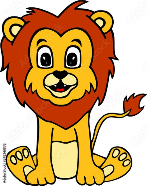 Fototapeta Lion cub. Animal in cartoon style. Vector template for design T-shirts. Fashion graphic for apparel. Character image lion for children's magazines and preschool institution