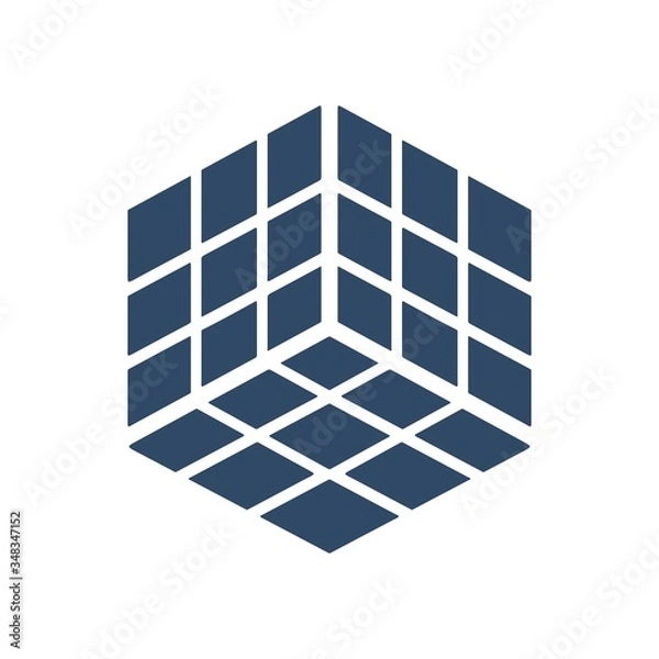 Fototapeta Simple geometric cube icon. Rubik's cube sign.