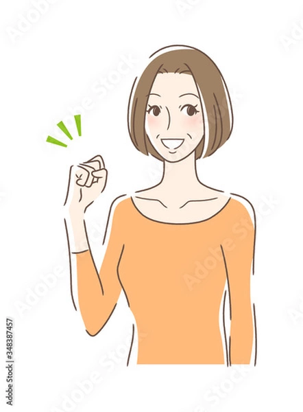 Fototapeta ガッツポーズする女性