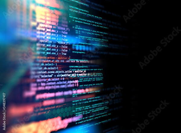 Obraz Programming code abstract technology background of software developer and  Computer script