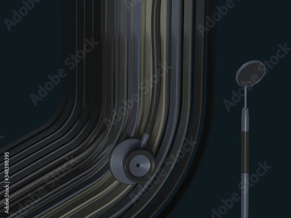 Obraz Dark stripes on a dark background. Medicine. 3D Render