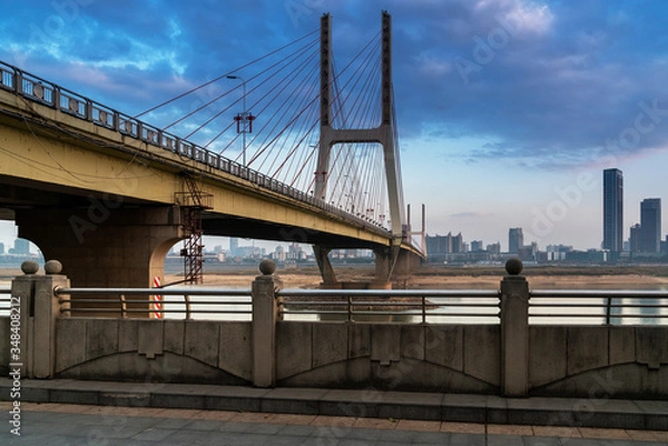 Obraz Cable stayed bridge at sunset