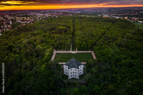 Fototapeta Letohradek Hvezda (Star Villa) is a Renaissance villa situated in a game reserve of the same name in Liboc, Prague 7 km west of Prague city centre. The surrounding game reserve was founded 1530.