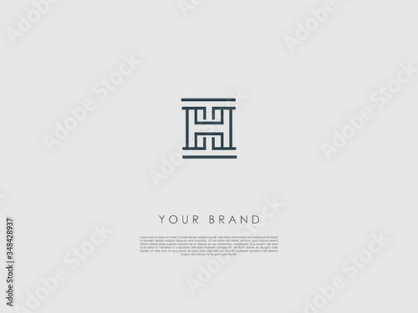 Fototapeta a grey rectangular minimalist business logo with initials t and h