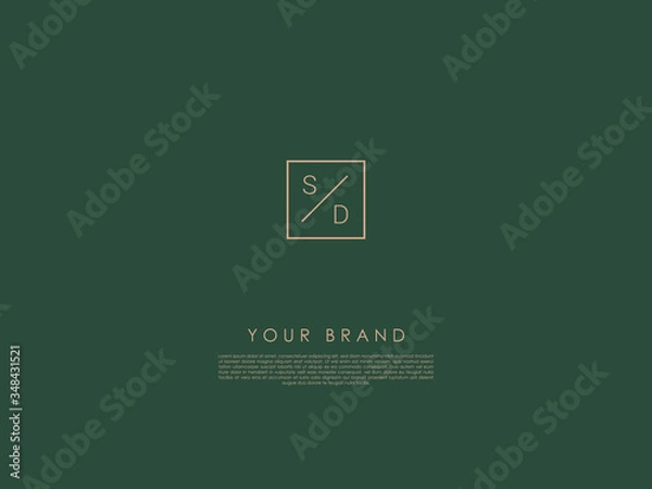 Fototapeta a square logo with a diagonal line and initials 'S' and 'D'