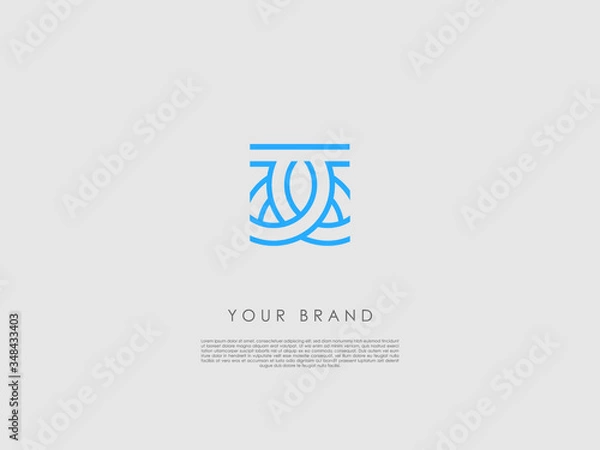 Fototapeta a blue squared business logo which includes lines and arcs and looks like a knot or a piece of a lacework
