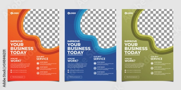 Obraz Creative Corporate Flyer Design template Orange Blue