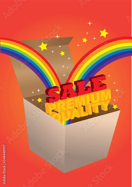 Fototapeta Open box with sale messages